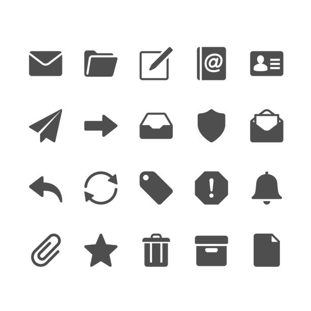 Email glyph icons Glyph vector Icons. Pixel perfect. computer file stock illustrations