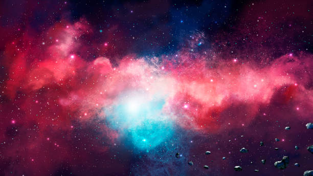 cena do espaço. nebulosa colorida com asteroides. https://nasa3d.arc.nasa.gov/detail/plu1rss1 - gov - fotografias e filmes do acervo