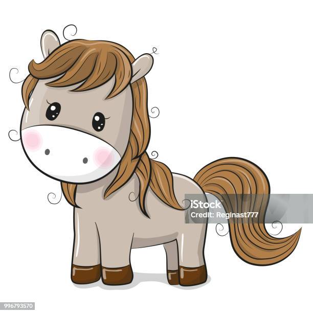 Cute Cartoon Horse On A White Background Stock Illustration - Download  Image Now - Horse, Cute, Baby - Human Age - iStock