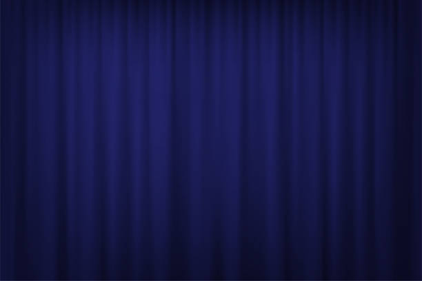 Blue curtain background. Vector cinema, theater or circus curtain. Blue curtain background. Vector cinema, theater or circus curtain. velvet curtain stock illustrations