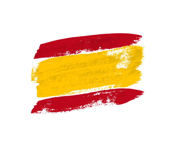 flagge von spanien gemacht von pinselstrichen. vektor-design-element. - spanien stock-grafiken, -clipart, -cartoons und -symbole