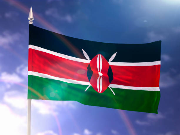 istock Flag of Kenya with flare and dark blue sky 996808472