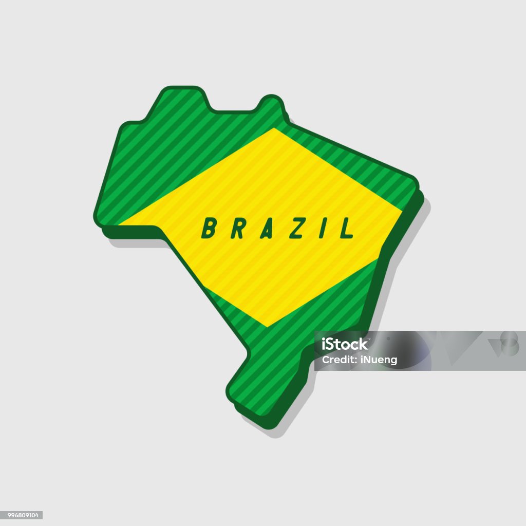 Map of Brazil Modern 3d Style. Brazil stock vector