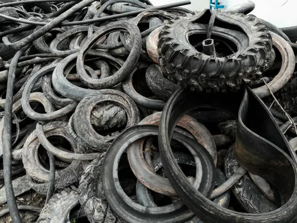 Photo of Vehicle tyre waste in stock yard