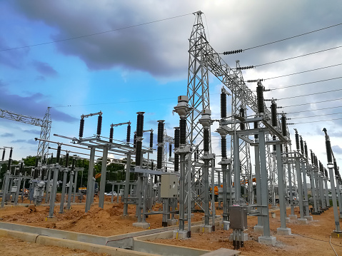 Electricity switch yard of power plant in construction phase