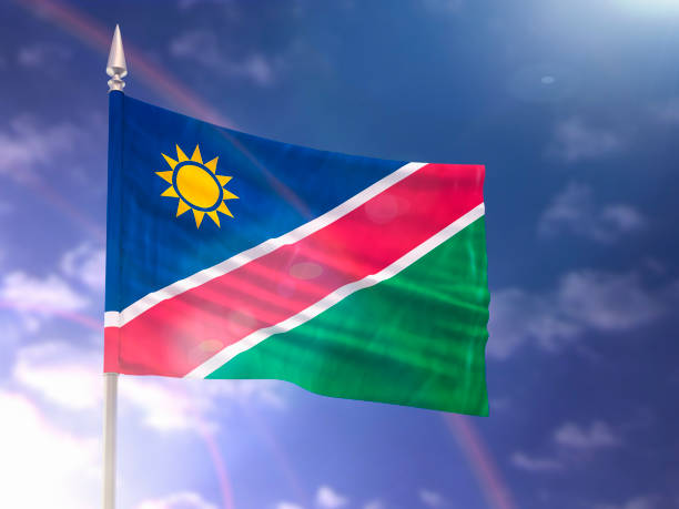 istock Flag of Namibia with flare and dark blue sky 996812240