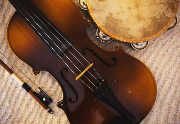 istock Old Violin From Czechoslovakia and Tambourine 996812320