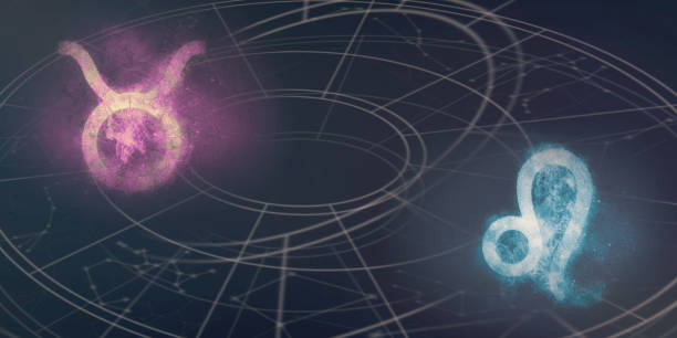 istock Taurus and Leo horoscope signs compatibility. Night sky Abstract background. 996824606