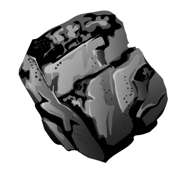 ilustrações de stock, clip art, desenhos animados e ícones de a fragment of stone coal. the source of energy and useful minerals isolated on white background. vector cartoon close-up illustration - lignito