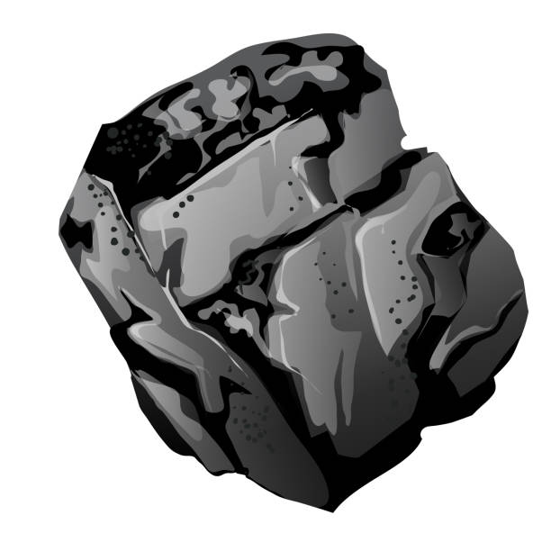 фрагмент каменного угля. источник энергии и полезных минералов, изолированных на белом фоне. вектор мультфильм крупным планом иллюстрация - бурый уголь stock illustrations