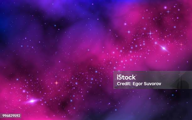 Space Background Bright Milky Way With Nebula And Stars Color Galaxy With Stardust Abstract Futuristic Backdrop Vector Illustration Stock Illustration - Download Image Now