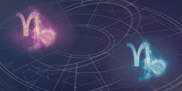 istock Capricorn and Capricorn horoscope signs compatibility. Night sky Abstract background. 996832952
