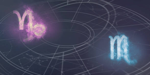 istock Capricorn and Scorpio horoscope signs compatibility. Night sky Abstract background. 996835632