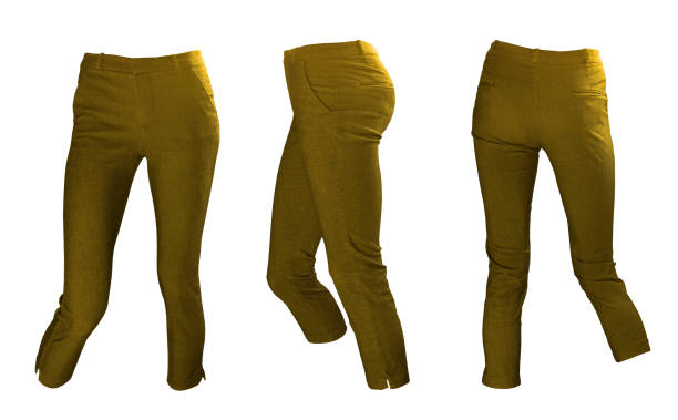 istock Slim yellow women's jeans on a white background 996835638