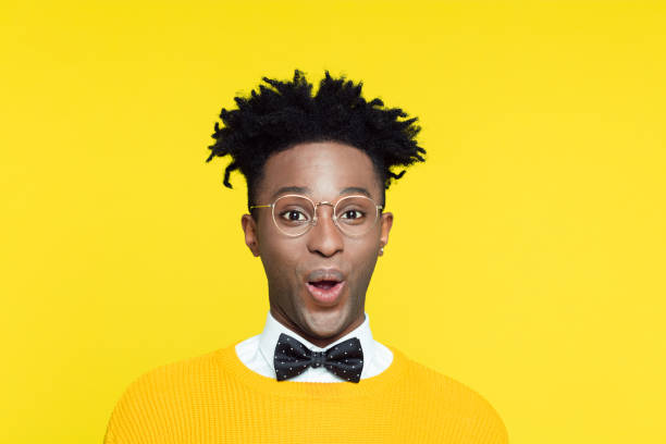 istock Funny portrait of surprised nerdy young man in retro style 996835708