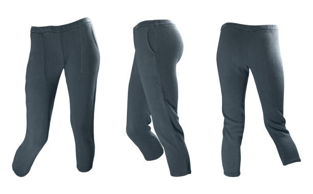 istock Slim grey women's knitted woolen pants on a white background 996842586