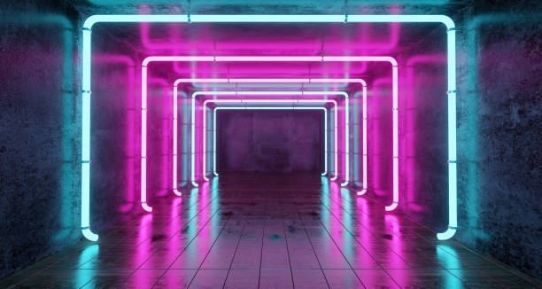 istock Abstract Futuristic Sci Fi Concrete Room With Different Glowing Neon Lights And Reflections  Space For Text 3d Rendering 996844012