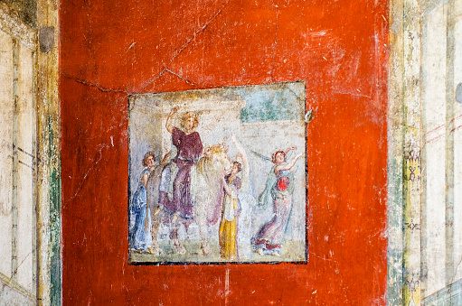 The fresco in ancient Pompeii depicts the rapture of Europe by Zeus under the guise of a bull.