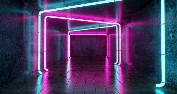 istock Abstract Futuristic Sci Fi Concrete Room With Different Glowing Neon Lights And Reflections  Space For Text 3d Rendering 996844102
