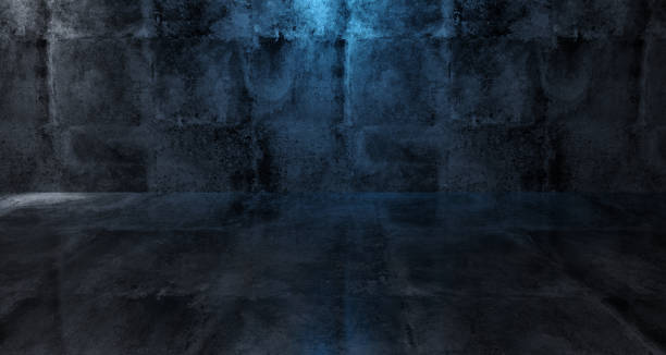 istock Empty Dark Grunge Conrete Room With Blue And White Lights With Empty Space 3D Rendering 996844224
