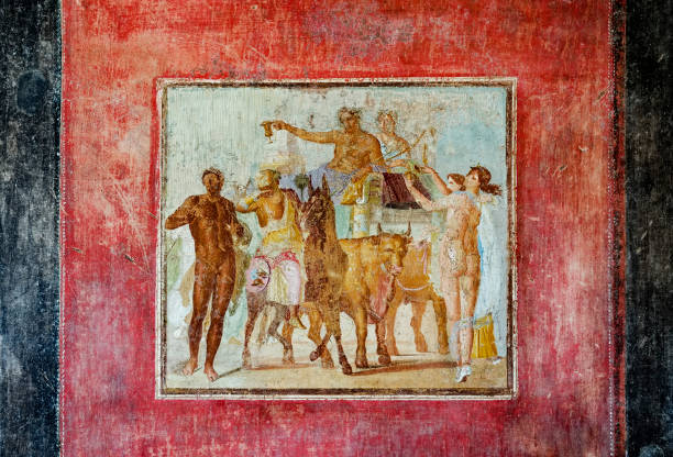 fresco in Marco Lucrezio Frontone Tablinum a house of ancient Pompeii buried by the volcanic eruption of Vesuvius in 79 AD