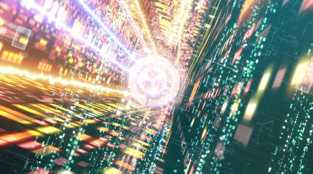 istock Cyber tunnel with glowing center 996854622