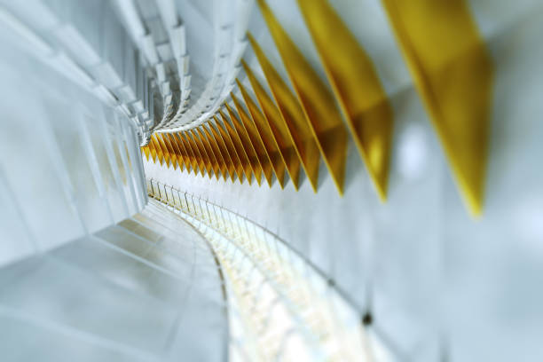 istock Futuristic, glowing tunnel with railroad tracks 996854876