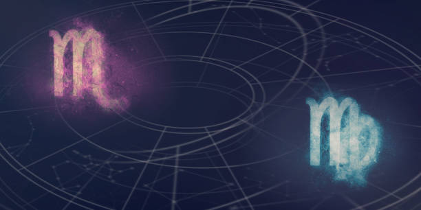 istock Scorpio and Virgo horoscope signs compatibility. Night sky Abstract background. 996860354