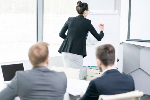 istock Young Businesswoman Giving Presentation at Whiteboard 996860796