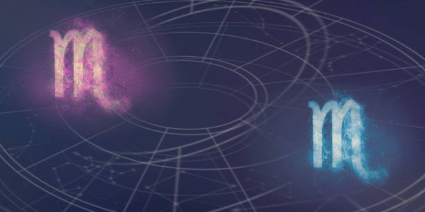 istock Scorpio and Scorpio horoscope signs compatibility. Night sky Abstract background. 996861766