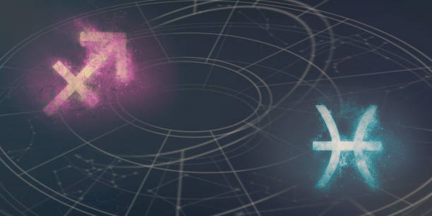 istock Sagittarius and Pisces horoscope signs compatibility. Night sky Abstract background. 996864980