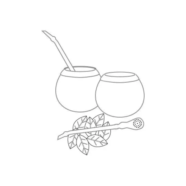 Vector illustration of Calabash mate drink