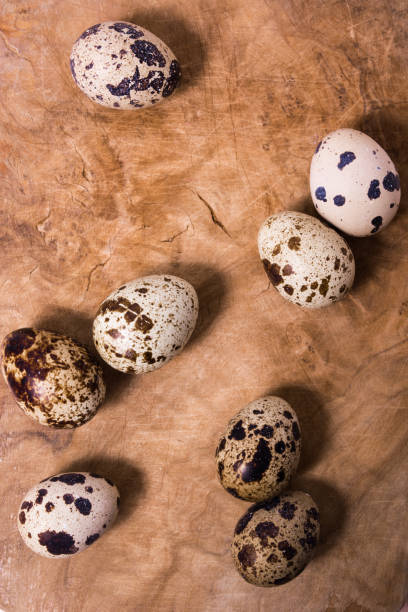 Raw quail eggs on the wooden background Group of raw quail eggs on the wooden background proteína stock pictures, royalty-free photos & images