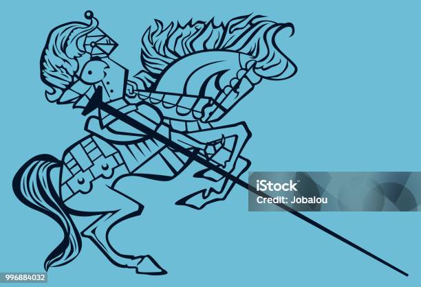 Knight Rider On Horseback Clip Art Stock Illustration - Download Image Now - Old-fashioned, Retro Style, Coat Of Arms