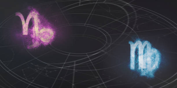 istock Capricorn and Virgo horoscope signs compatibility. Night sky Abstract background. 996894764