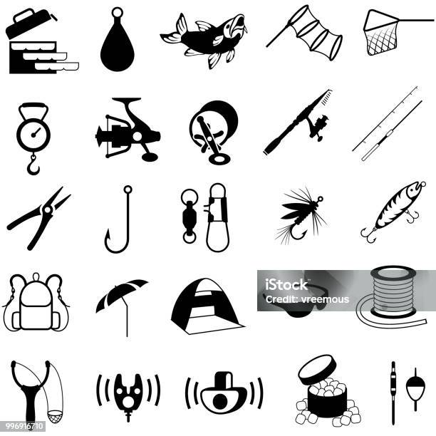 Fishing Tackle Icons Stock Illustration - Download Image Now - Fishing Bait, Fishing Rod, Icon Symbol