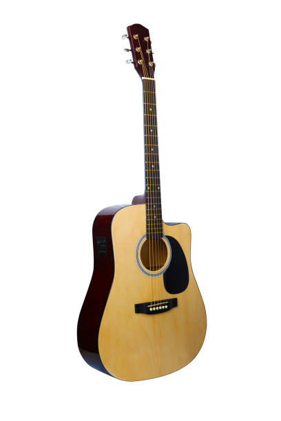 istock Black acoustic guitar is isolated on the white background 996940290