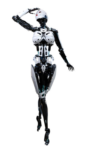 istock 3D illustration female robot on white 996940638