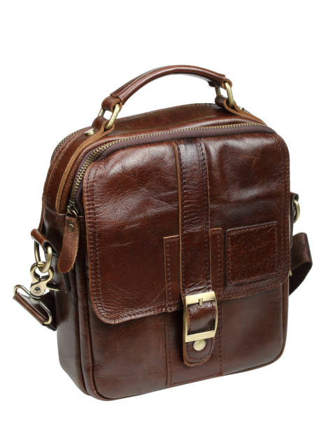 istock Brown leather man's bag isolated on a white 996994568