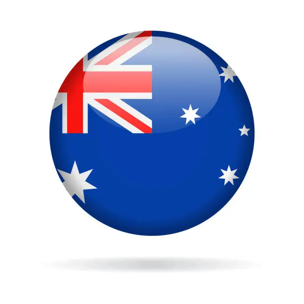 Vector illustration of Australia - Round Flag Vector Glossy Icon