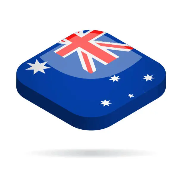 Vector illustration of Australia - Isometric 3D Flag Vector Glossy Icon