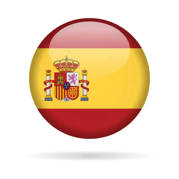 Vector illustration of Spain - Round Flag Vector Glossy Icon