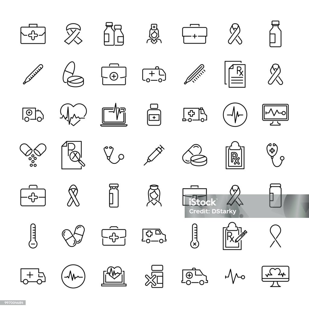 Set of medical thin line icons Set of medical thin line icons. High quality pictograms of health. Modern outline style icons collection. Icon Symbol stock vector