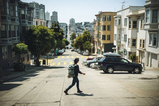 Woman traveler in San Francisco