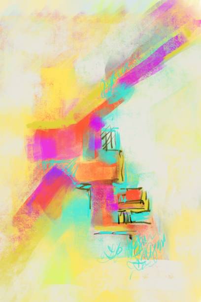 istock Hand painted and drawn original Abstract art background, complete modern painting.  mutiple colors, trendy colors,strong elements shapes and textures for your art graphic design background 997008452