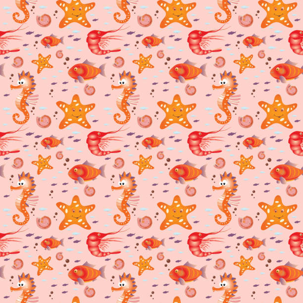 Sea life - seamless texture for background or scrapbooking