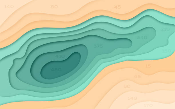 Abstract Water and Terrain Deep water terrain abstract depth concept. plateau drawing stock illustrations