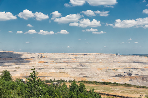 View at open pit mine Hambach with brown coal digging.