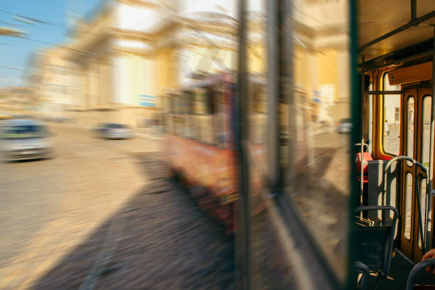 One of the oldest public transport in Budapest city crossing the street to the Soseaua Pantelimon station.
