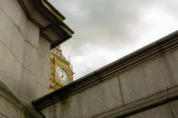 Unusual View to the Clock Big Ben in London, England